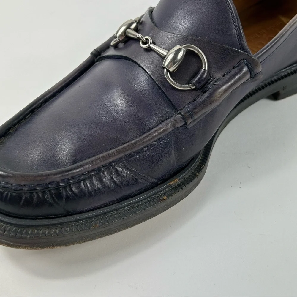 GUCCI Purple Leather Horsebit Loafers Size 7